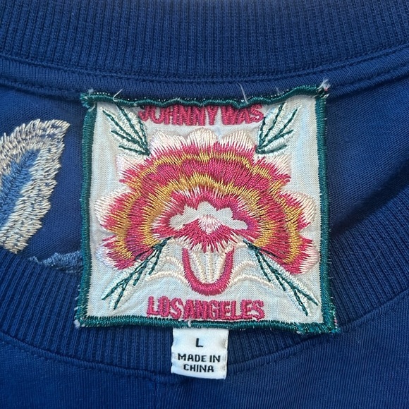 JOHNNY WAS Gracey Dress Crew Neck Swing Maxi Floral Butterfly Embroidery LARGE - Picture 7 of 12